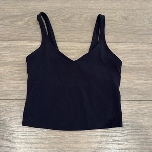 LULULEMON Black Align Crop Buttery Nulu Tight Fit Active Yoga Tank Top Size 0 - Picture 1 of 8