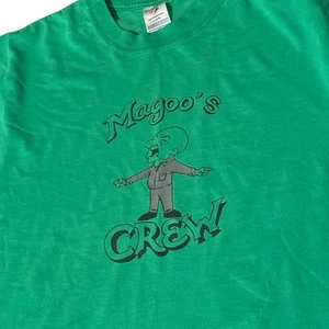 Maglietta verde promozionale Mr Magoo’s Crew cartoon grafica maglietta anni 90 taglia large FOTL vintage - Foto 1 di 5