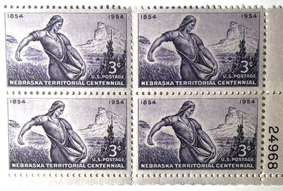 1954 US Postage 3¢ Block Of 4 Stamps Nebraska Territorial Centennial MNH #1060 - Image 1 of 3