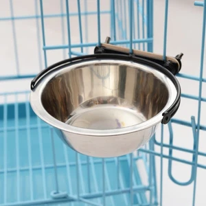Steel Dog Bowl Anti-smashing Travel Cage Feeder Hanging Pet Bowls - Picture 1 of 11