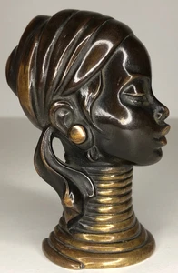 Richard Rohac Bronze Afrikanische Frau Bust Art Deco Österreich Signiert RR - Bild 1 von 17