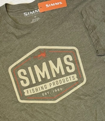 SIMMS Fly Patch - Men Military Heather Green Fishing Tshirt - Medium - NWT - NEW - Image 1 of 4