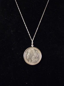 Beautiful 1921 S Morgan Sliver Dollar PENDANT , On 22 Inch Chain - Picture 1 of 4