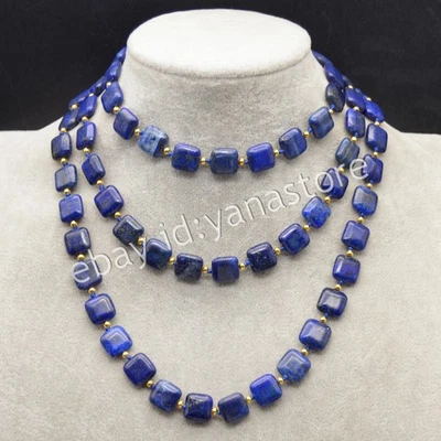 Natürlich Blau Lapis Lazuli 12mm Platz Edelstein Perlen Halsketten 14-100 Zoll - Bild 1 von 4