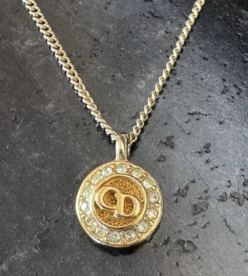 Christian Dior Oro Cristal CD Logo Colgante Collar De Colección Auténtico Foto 1 de 4
