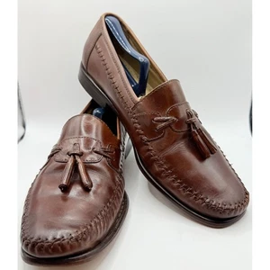 Nunn Bush Leather Loafers Tassel Accents Slip On Dress Shoes Cognac Size 10M - Picture 1 of 11
