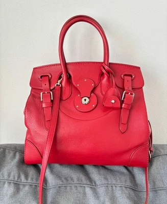 Ralph Lauren Ricky 33 牛皮皮革手提包单肩包 2 路红色二手正品 — 第 1/4 张图片