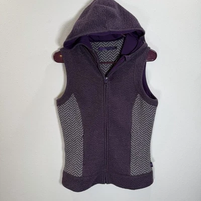 Chaleco PRANA Mezcla Lana Mujer Talla Pequeña Con Capucha Ciruela Exterior Cremallera Foto 1 de 4