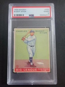 Buddy Myer 1933 Goudey PSA 2 Good Baseball Card #153 - Picture 1 of 12