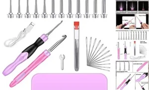 Lighted Crochet Hooks Set USB Rechargeable Crochet Hook with Light Metal 2 mm  - Picture 1 of 8
