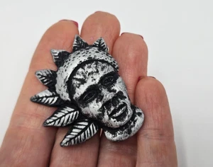 10 Silver Resin Inca Chief Tribal Head Cabochons Charms Crafts Jewelry Making - Picture 1 of 4