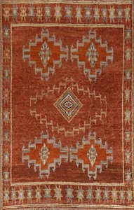 Rust Geometric Tribal Moroccan Area Rug Wool Hand-knotted Oriental Carpet 7'x10' - Picture 1 of 12