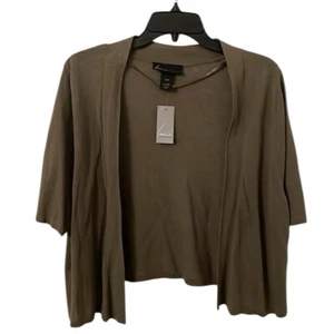 LANE BRYANT | Women’s Brown 3/4 Sleeve Linen Blend Crop Cardigan Size 2X-18/20 - Picture 1 of 4
