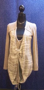 Cárdigan Ryu Nuevo Sin Etiquetas Pequeño Doble Frente Gris Crema Beige - Imagen 1 de 6