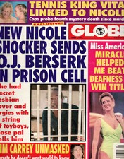 GLOBE Magazine October 4 1994 O.J. Simpson Heather White-Stone Jim Carrey