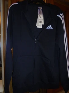 New Adidas men's zip up hooded black track jacket size M - Picture 1 of 4