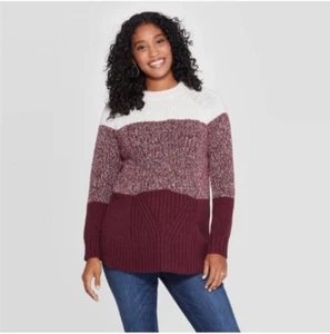 Maternity Stripe Cable Colorblock Pullover - Isabel Maternity - Red/White - C436 - Imagen 1 de 2