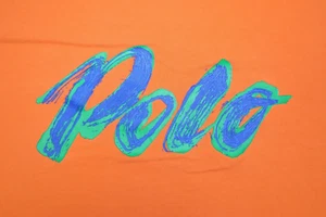 Polo by Ralph Lauren Vintage T Shirt Adult Sizes 2XL Big Paint Brush Logo Orange - Picture 1 of 15