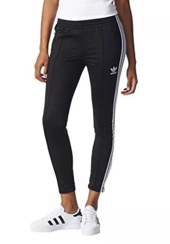 Pantaloni da pista Adidas Originals donna Superstar nero bianco BK0004 taglia media NUOVI