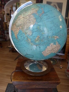 COLUMBUS Duo Glas Globus beleuchtet Erdglobus  Kartograph W. Kaden 50er Jahre - Picture 1 of 14