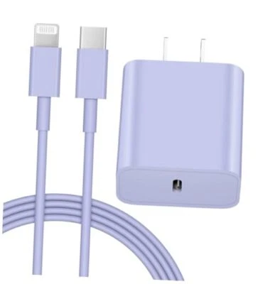 iPhone 14 13 12 Fast Charger 20W PD USB C Wall Charger with 6FT Fast Purple - Image 1 of 4