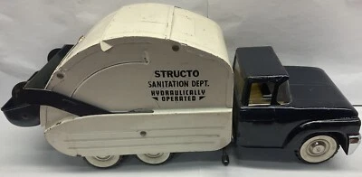 Structo 1960's Sanitation Garbage Truck Vintage Pressed Steel Diecast  - Image 1 of 4
