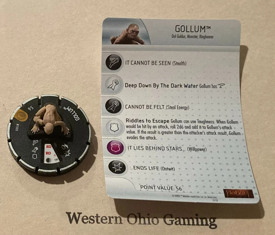 Heroclix The Hobbit Gollum #100 Marquee Figure USED An Unexpected Journey Movie - Image 1 of 1