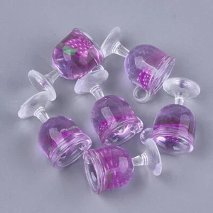 10pc MediumOrchid Polymer Clay Resin Cup Pendants Wine Glass Charms 18~18.5x15mm - Picture 1 of 3