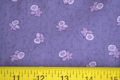 By 1/2 Yd, Lavender Floral on Purple Quilt Cotton, Fabri-Quilt/Ozark Calico,N636 - Image 1 of 4