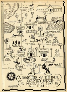 Poster da parete Una mappa immaginativa dell'idea di un cane della tenuta di campagna ideale 1925 - Foto 1 di 2