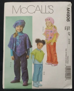 McCall's M4906 Sewing Pattern Childrens Ponchos, Pants, Hat Szs 4-5-6 New 2005 - Picture 1 of 2