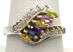 Anillo de plata de ley/925 peridoto amatista citrino topacio azul talla 7,25 - Imagen 1 de 9