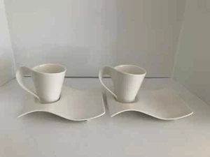 Villeroy & Boch New Wave Mug and Snack Plate Porcelain Germany Set of 2 EUC - Picture 1 of 12