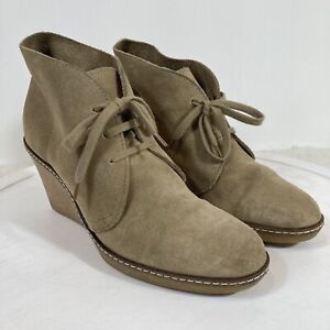 J. Crew MacAlister Wedge Ankle Boots Size 8 Italian Suede Crepe Sole
