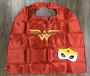 Toddler Girls Wonder Woman Superhero Satin Cape +Felt Mask Red/Blue NWOT - Picture 1 of 3