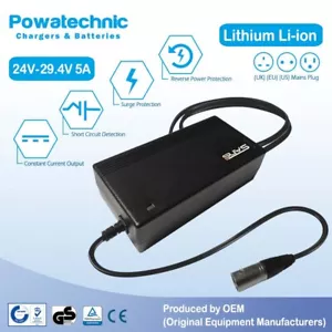 29.4V 5A fast Lithium Li Charger for 24V e-Bike Scooter Wheelchair Golf battery - Picture 1 of 13