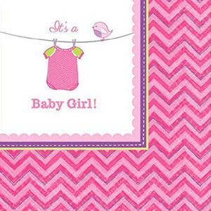 IT'S A BABY GIRL rosa Getränke PAPIERSERVIETTEN Babyparty Gender Reveal 16 Stck. 2lagig - Bild 1 von 1