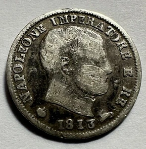 1813 M Stati Italiani Regno d'Italia Napoleonico 5 Soldi - .900 ARGENTO - KM#5.1 - Foto 1 di 2