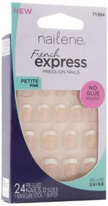 NAILENE 24 Press-On Nails FRENCH - NO GLUE REQUIRED Petite PINK #71984---N43 - Picture 1 of 1