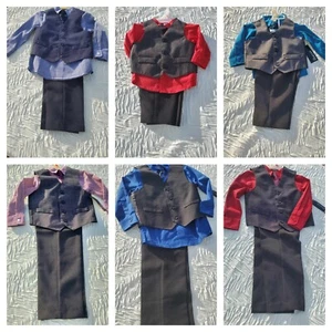 new Boys vest 3-6 suit 6-9 set 4 pants 5 shirt tie 6 Blue Red Black Gray - Picture 1 of 13