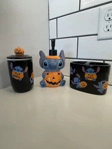 Juego de baño de 3 piezas calabaza Halloween puntada Disney - Imagen 1 de 5