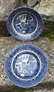 2/Royal Wessex England Blue Willow Swirl Rim 6.25” Cereal/Desert Bowls NOS - Picture 1 of 6