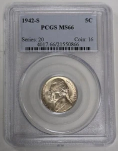 1942 S Jefferson War Nickel PCGS MS66 - Picture 1 of 2