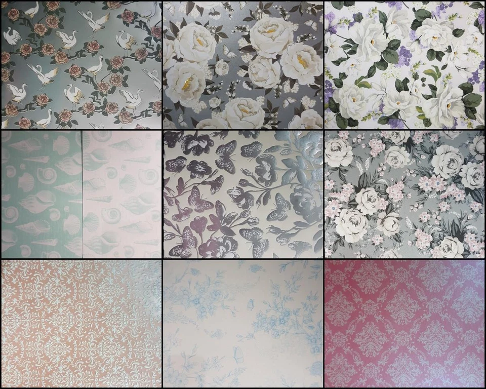 A4 Patterned Paper Birds Peonies Floral Bouqet Belladonna French Toile Shell New - image 1 of 1