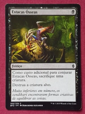 Magic The Gathering PORTUGUESE BATTLE FOR ZENDIKAR BONE SPLINTERS black card MTG - Image 1 of 2