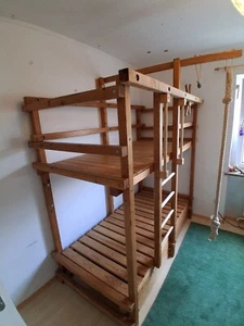 Etagenbett, Hochbett, Kinderbett, mitwachsend für 2 Kinder. Massivholz. Kiefer,. - Bild 1 von 18