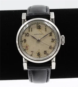 1940s HAMILTON 2467062 STAINLESS STEEL MILITARY DESIGN RUNNING MENS WIRSTWATCH - Picture 1 of 4