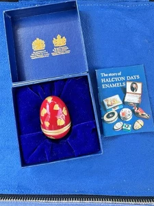 Halcyon Days Emaille Rot Gold Herzen Eiförmige Schmuckschatulle - Bild 1 von 5