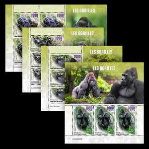 Gorillas MNH Stamps 2023 Central African Republic 4 M/S Collection - Picture 1 of 5