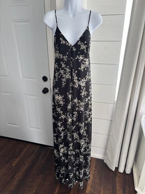 Mono Norma Kamali Mujer Pequeño Negro Floral Pierna Ancha Palazzo Espalda Abierta Foto 1 de 4